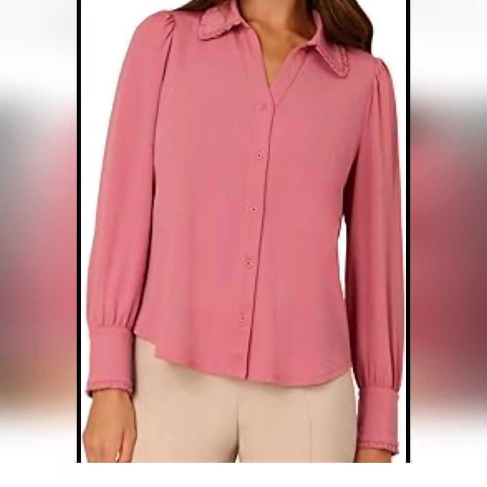 Adrianna Papell Women’s Neck V-Collar‎  Top Size L (2) Color Pink NWT